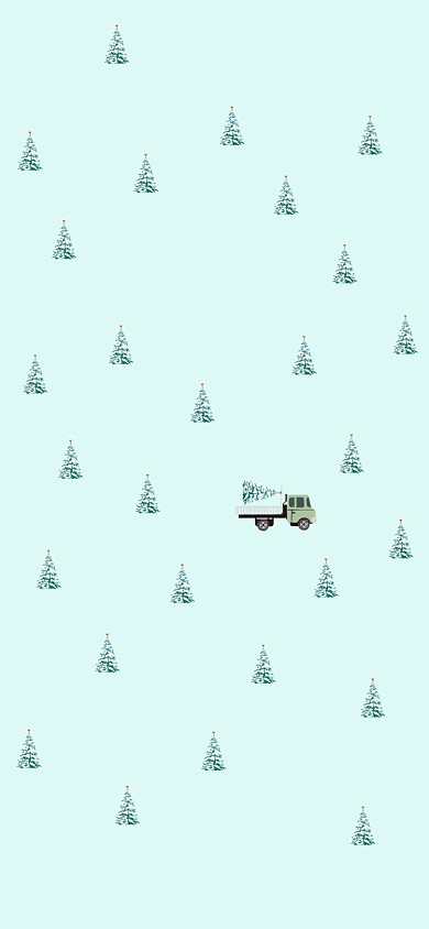 圣诞树创意清新小货车手机壁纸