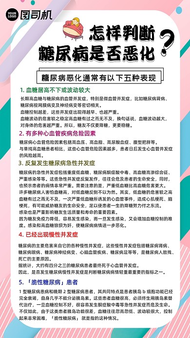 糖尿病健康知识科普简约手机海报