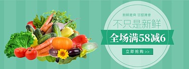 全场满减清新简约生鲜全屏海报