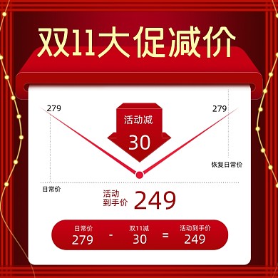 双11大促降价曲线简约主图