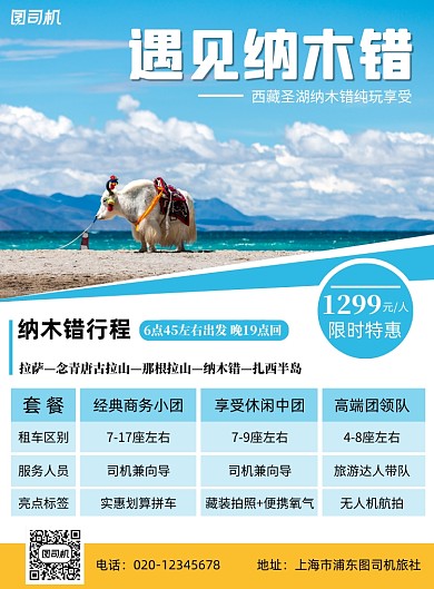 纳木错旅游简约出行宣传印刷海报