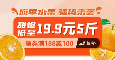 清新简约橙子冬季水果电商海报