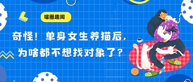 卡通风蓝色喵圈趣闻公众号首图