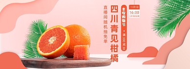 双十一柚子红色橘子活动海报