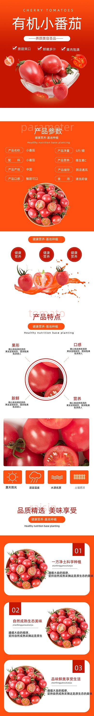 小番茄详情页时尚简约红色新鲜营养