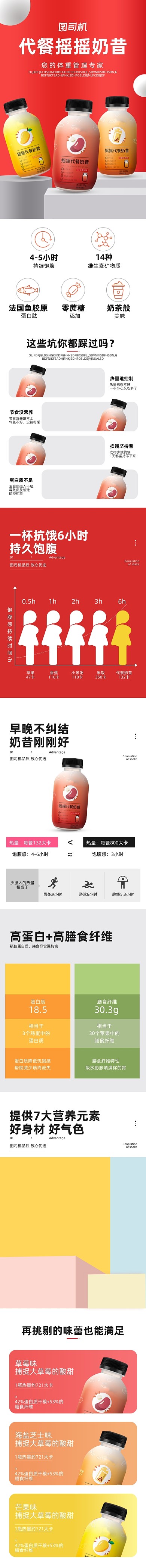 C4D简约时尚代餐奶昔详情页