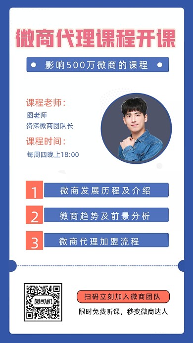 微商课程人物时尚简约创意手机海报