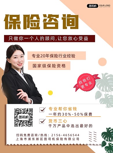 保险咨询宣传简约印刷海报