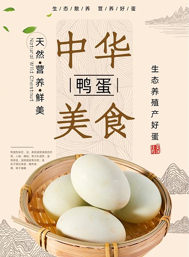 中华美食鸭蛋生态散养绿色印刷海报