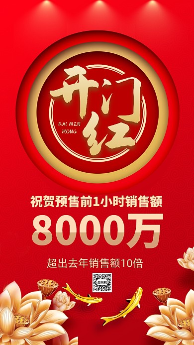 开门红喜庆祝贺手机海报
