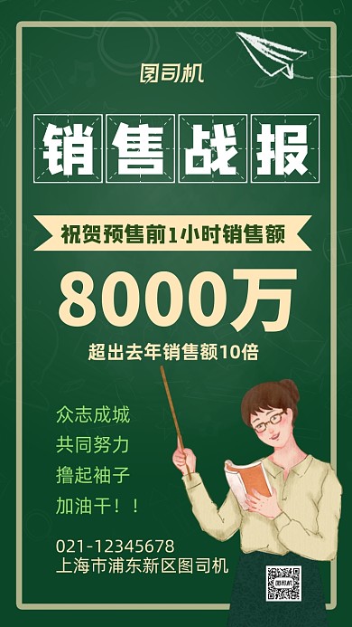 双十一阶段性销售战报激励团队手机海报