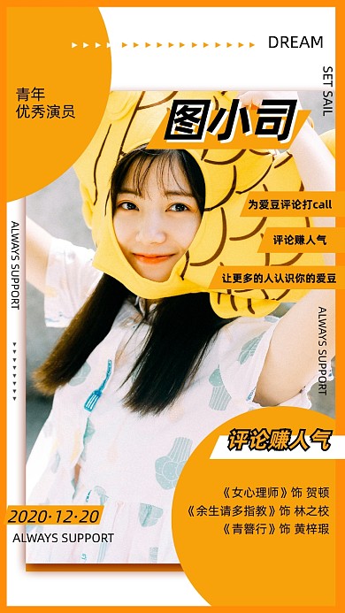 明星应援控评饭圈简约手机海报