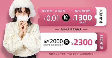 粉色女装品牌店铺会员专享优惠海报
