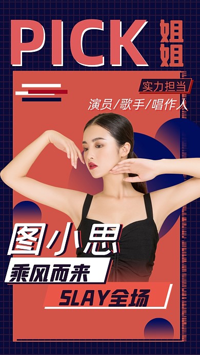 明星应援评控简约手机海报