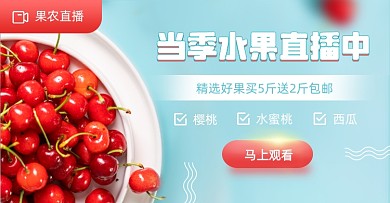 蓝色清新当季水果直播