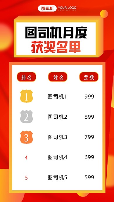 企业获奖名单渐变红色手机海报