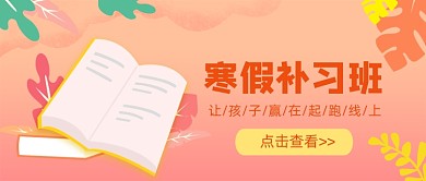粉色卡通手绘寒假补习公众号首图