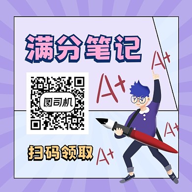 满分笔记简约插画方形二维码