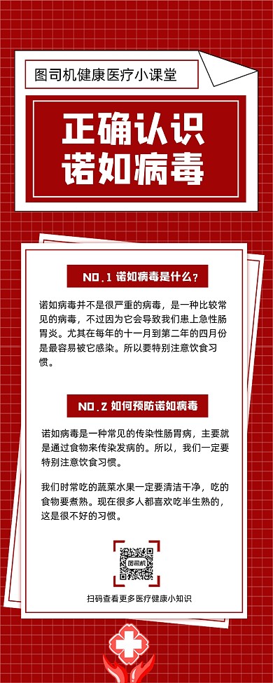 预防诺如病毒健康知识普及长图手机海报