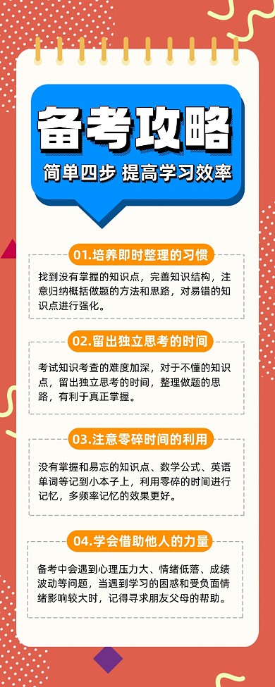 备考攻略孟菲斯简约手机海报