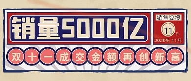 复古扁平双十一战报喜报公众号首图