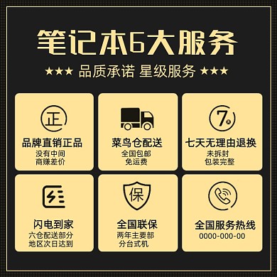 笔记本售后服务介绍黑金风格主图