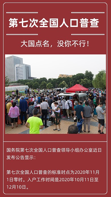 红色简约第七次全国人口普查文章配图