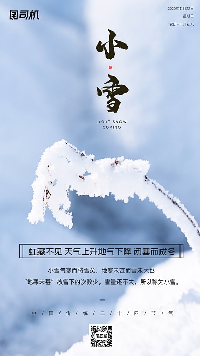 小雪节气摄影图简约清新手机海报