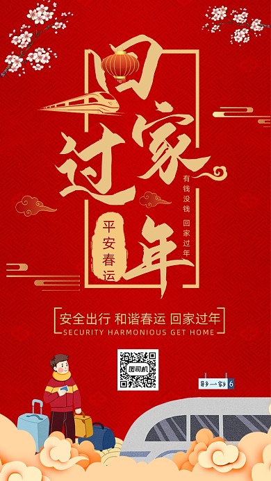 春运回家过年手机海报