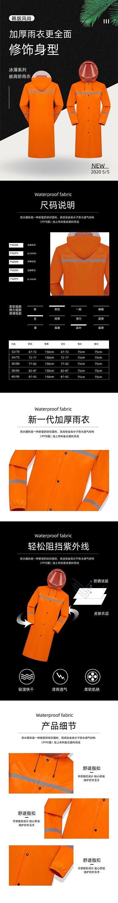 雨衣加厚单人雨衣日用洗护详情页