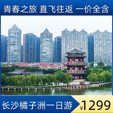 旅游景点一日游简约促销主图