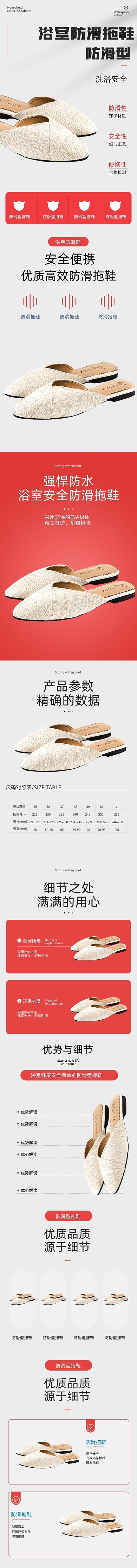 拖鞋防滑浴室安全简约详情页