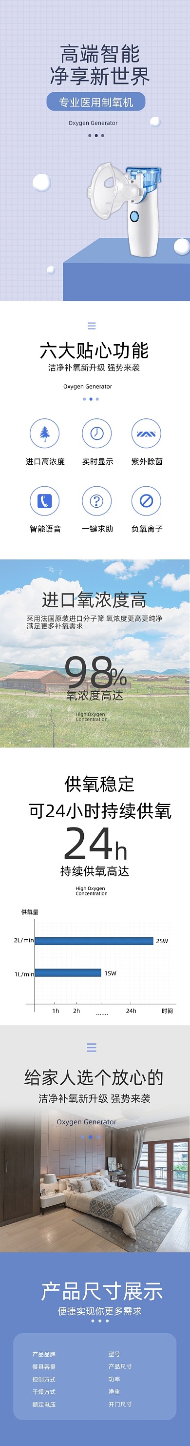 保健用品医用级制氧机氧气机详情页