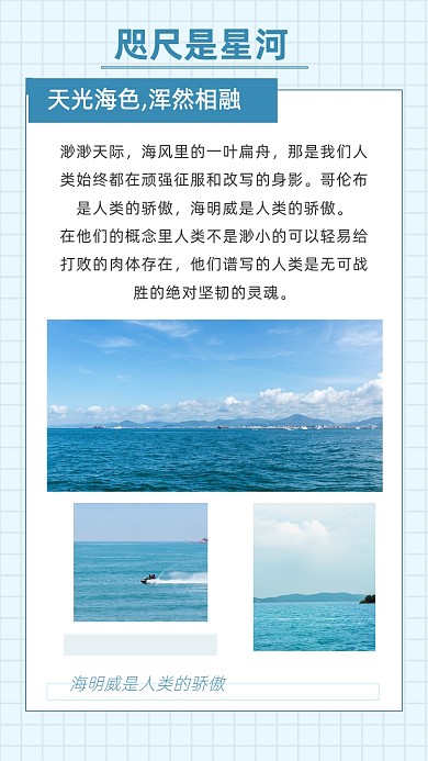 蓝色简约关于大海的文章配图