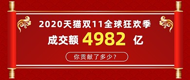 天猫双11全球狂欢季成交额公众号首图