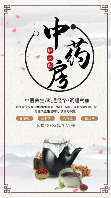 中药房宣传手机海报