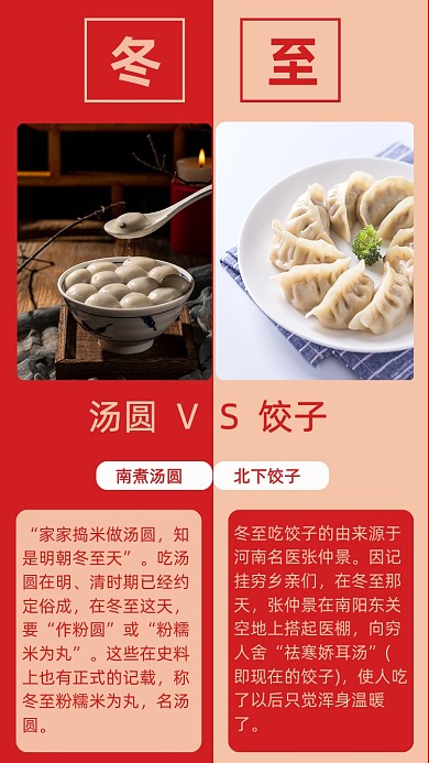 红色简约冬至习俗文章配图