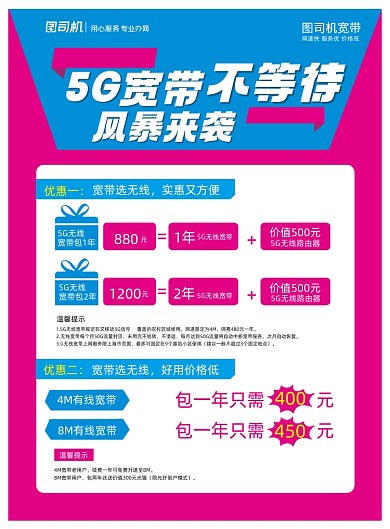 5G宽带不等待简约印刷海报