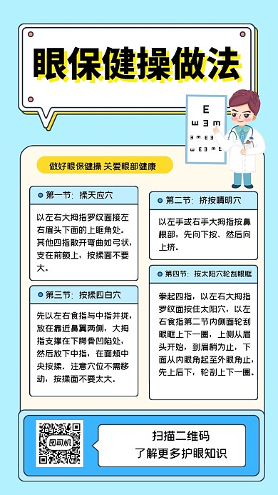 眼保健操的做法知识宣传手机海报