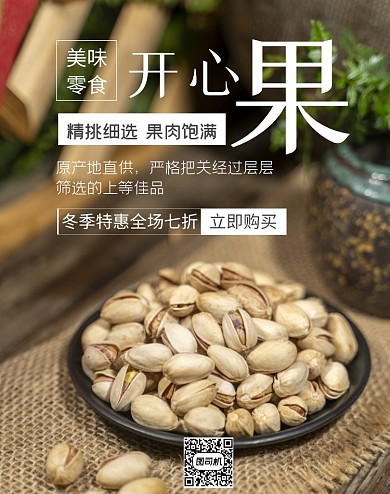 美味零食开心果坚果年货节电商海报