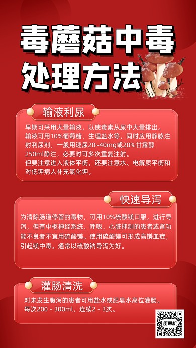 毒蘑菇中毒处理方法宣传手机海报