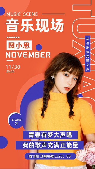 明星应援时尚简约手机海报