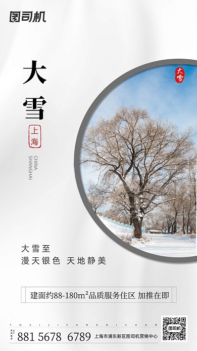 大雪节气简约手机海报