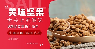 美味坚果零食促销年货节横版海报