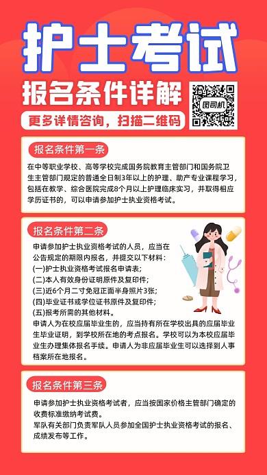 护士考试报名条件详解宣传手机海报