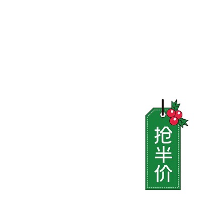 绿色圣诞抢半价活动标签