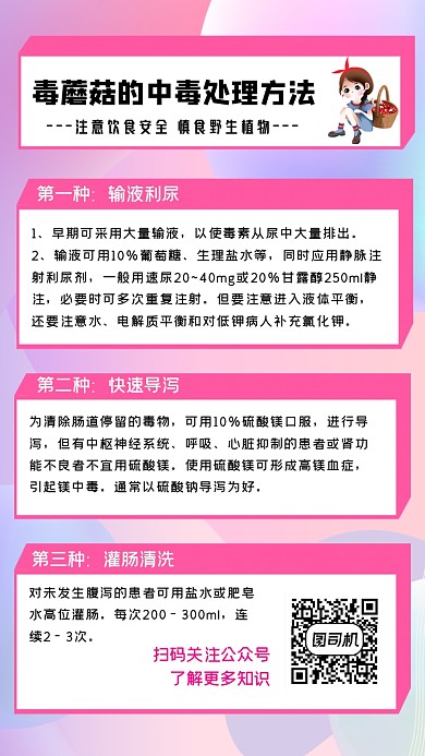 毒蘑菇的中毒处理方法手机海报