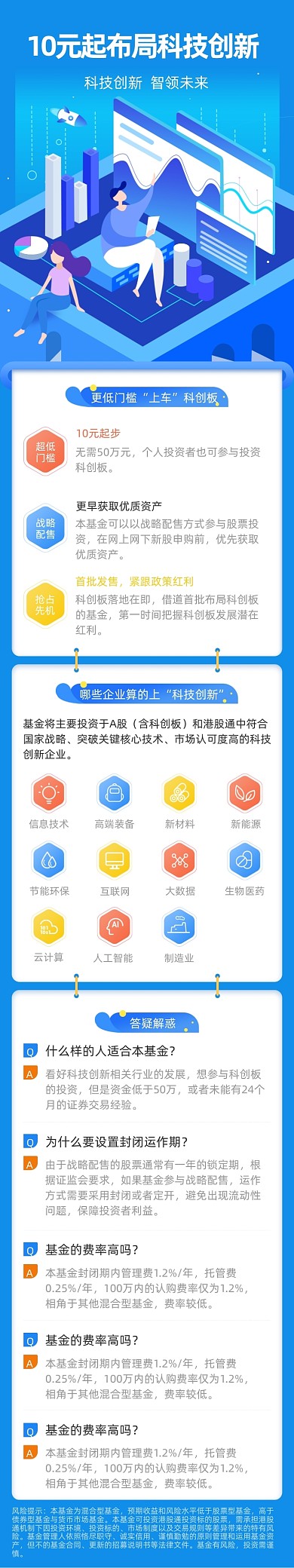 蓝色科创板插画图标科技文章长图