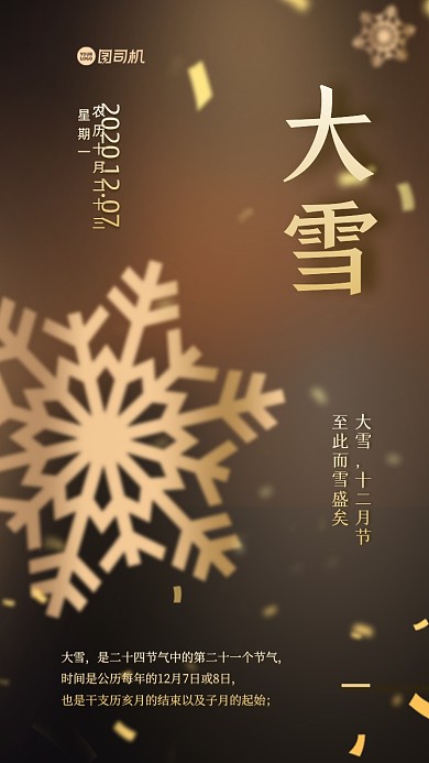 大雪节日质感手机海报