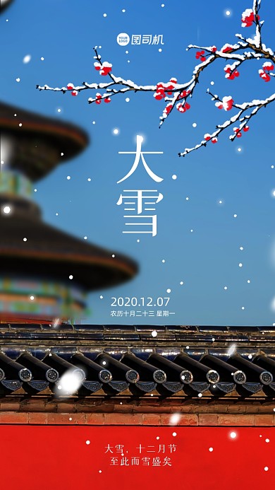 大雪节日质感手机海报